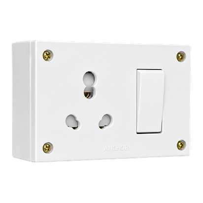 Anchor 20A/10A SS Switch Socket Combined Unit with Box & 4 Fixing Holes (14310)